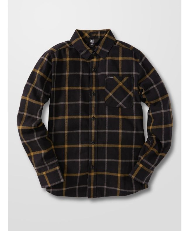 Camisa de manga larga para niño Volcom Caden Plaid negra 
