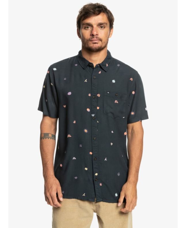 Hombre con camisa de manga corta Quiksilver Minimark Tarmac negra