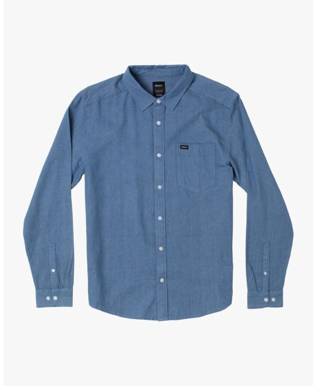 Camisa de manga larga Rvca Harbour Denim azul para hombre