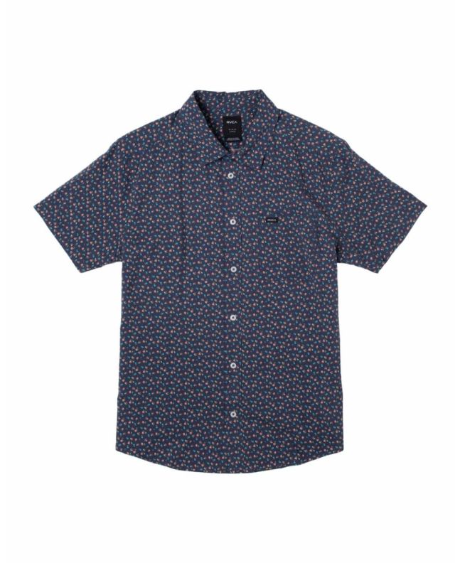 Camisa de manga corta Rvca Sundowner Floral azul para hombre
