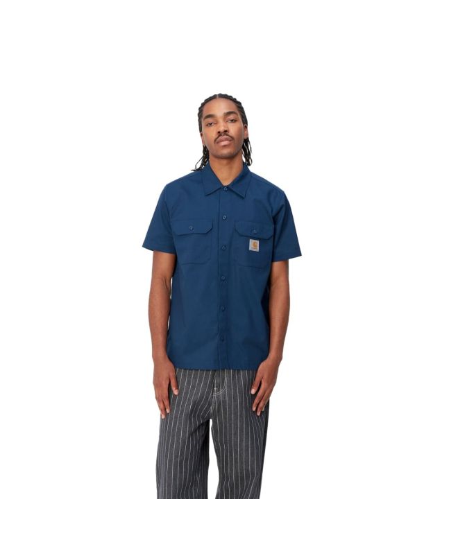 Hombre con camisa de manga corta Carhartt WIP Master Short Elder Azul