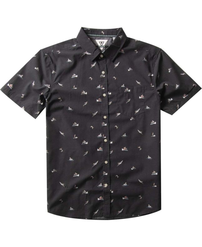Camisa surfera de manga corta Vissla Radical Eco negra para hombre