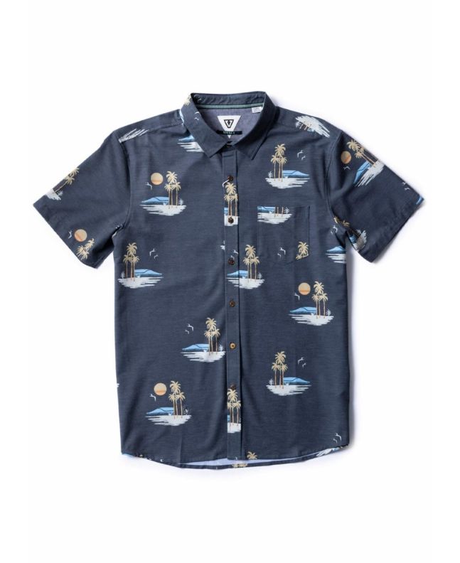 Camisa de manga corta Vissla Tres Palmas Eco Shirt Phantom para hombre