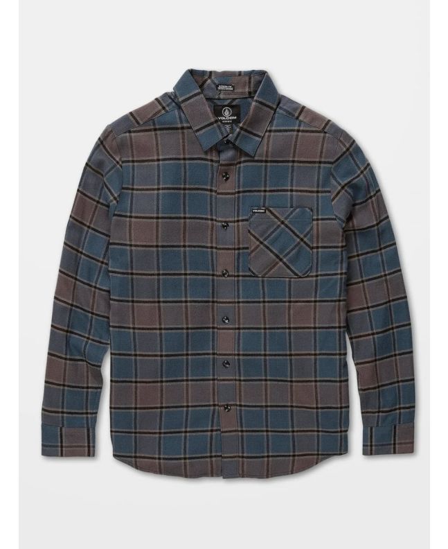 Camisa con manga larga Volcom Caden Plaid Azul para niños de 8 a 14 años
