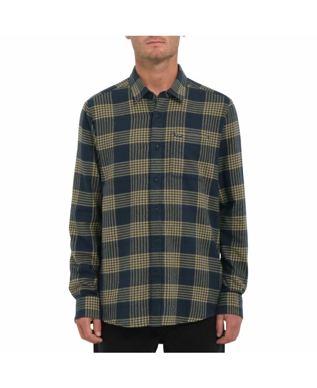 Hombre con Camisa de manga larga Volcom Caden Plaid Azul Marino 