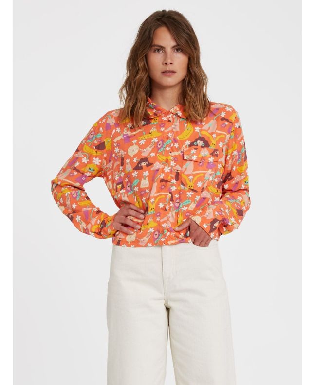 Mujer con Camisa cropped de manga larga Volcom Egle Zvirblyte coral