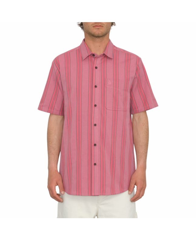 Hombre con Camisa de manga corta Volcom Newbar Stripe Washed Ruby 