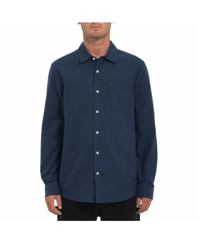 Hombre con Camisa de manga larga Volcom Veeco Oxford Azul Marino 