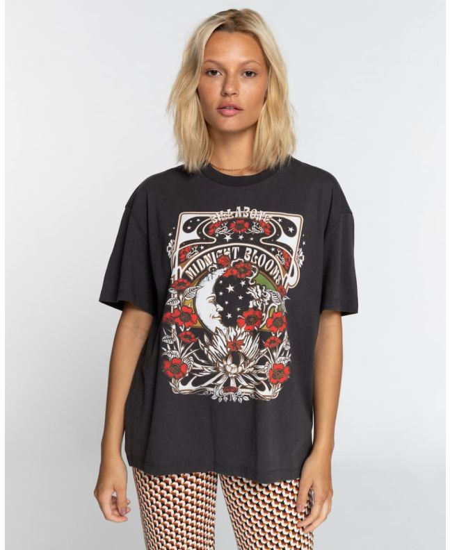 Mujer con camiseta de manga corta Billabong Midnight Blooms Negra