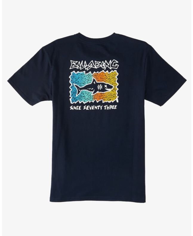 Camiseta de manga corta Billabong Sharky azul marino para niños de 8 a 16 años
