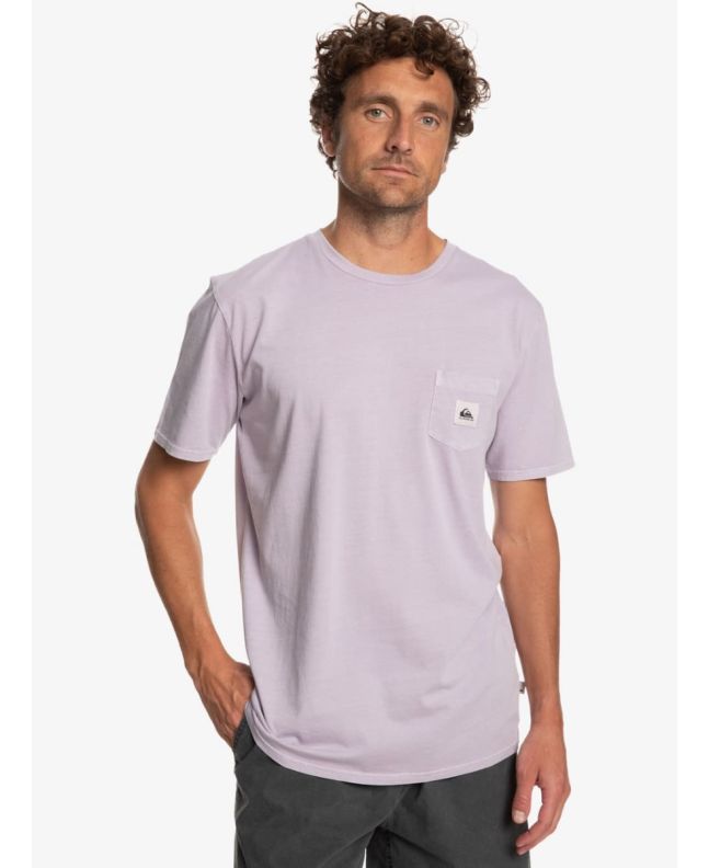 Hombre con camiseta orgánica de manga corta con bolsillo Quiksilver Sub Mission lila