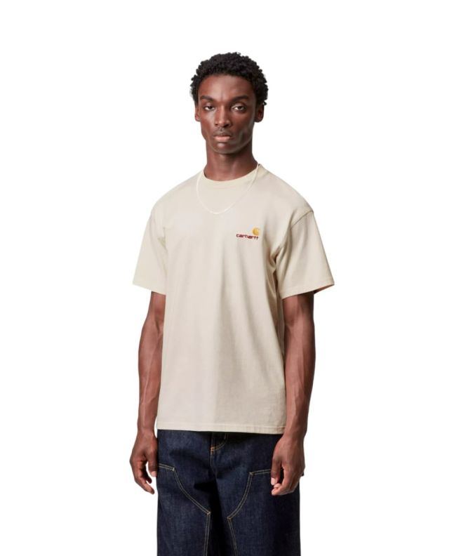 Hombre con Camiseta Carhartt WIP American Script T-Shirt beige Natural