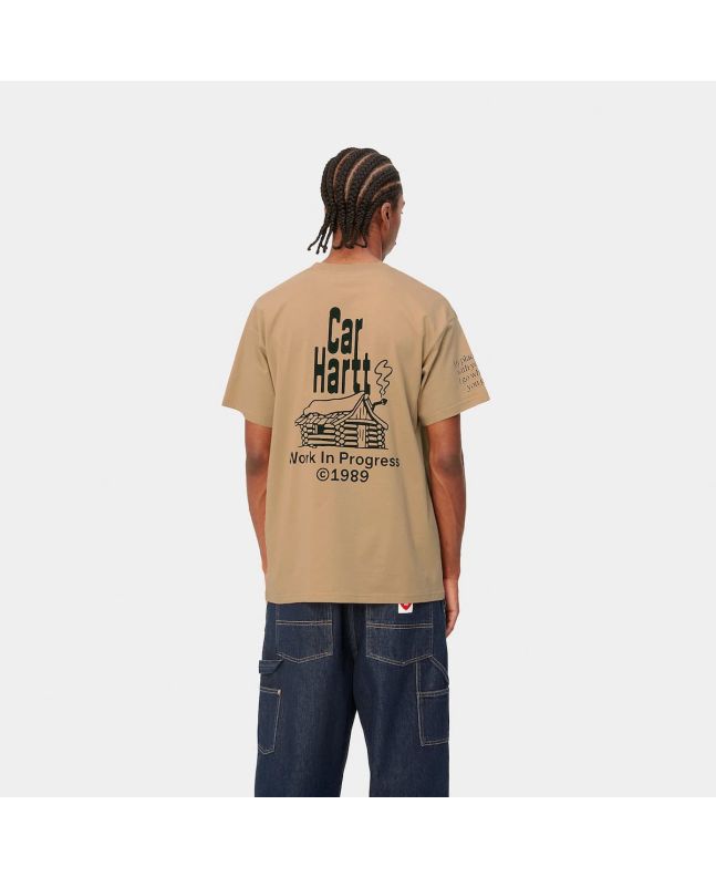 Hombre con camiseta orgánica de manga corta Carhartt WIP Home marrón y negra
