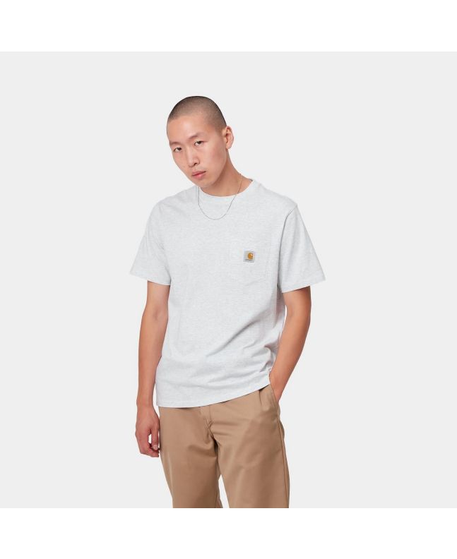 Hombre con camiseta de manga corta con bolsillo Carhartt WIP Pocket gris