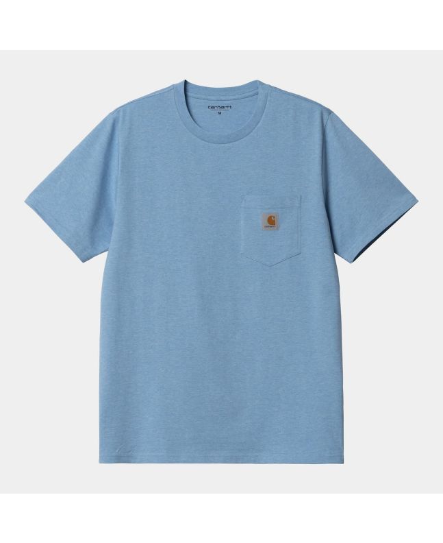 Camiseta de manga corta con bolsillo Carhartt WIP Pocket Piscine Heather azul celeste para hombre