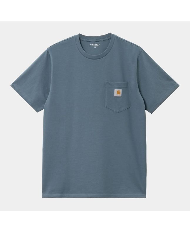 Camiseta de manga corta con bolsillo Carhartt WIP Pocket Storm Blue azul para hombre