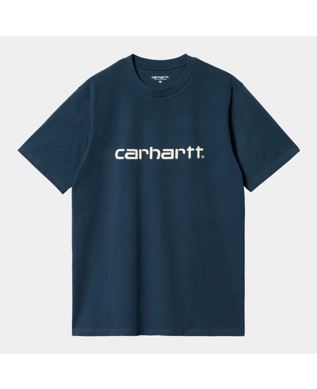 Camiseta de manga corta Carhartt WIP azul con el logo blanco para hombre