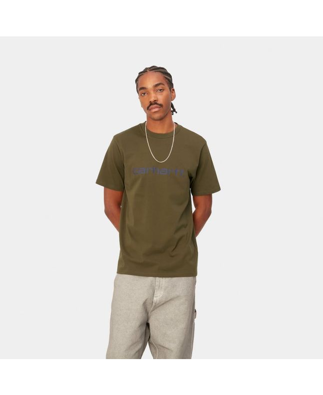 Hombre con camiseta de manga corta Carhartt WIP Script verde y morada