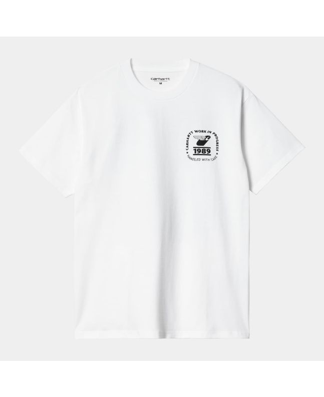 Camiseta orgánica de manga corta Carhartt WIP Stamp State blanca y negra para hombre