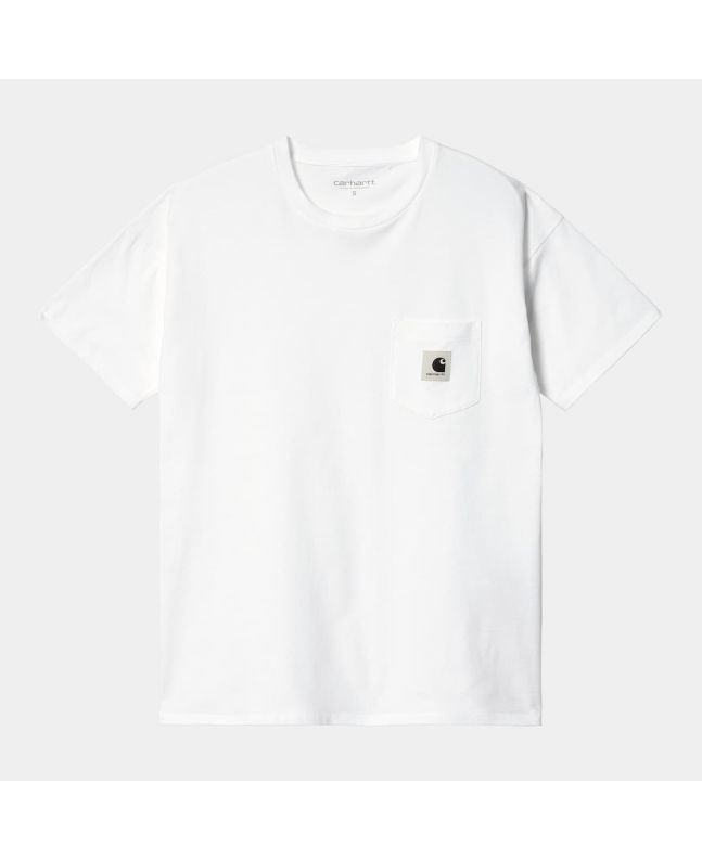 Camiseta de manga corta con bolsillo Carhartt WIP W' Pocket T-Shirt blanca para mujer