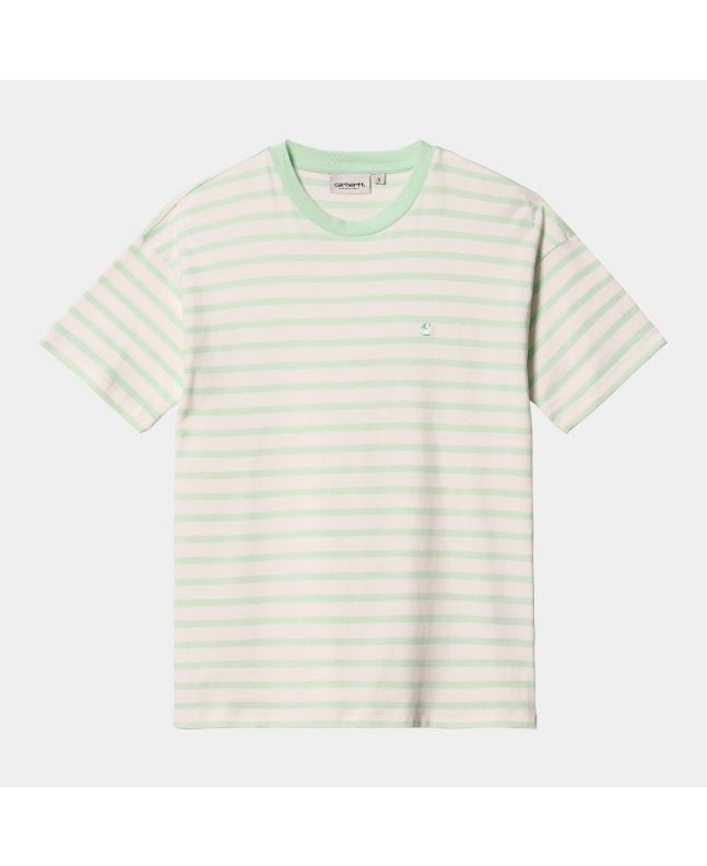 Camiseta de manga corta Carhartt WIP Robie Stripe verde para mujer