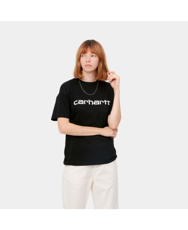 Mujer con camiseta de manga corta Carhartt WIP Script negra 