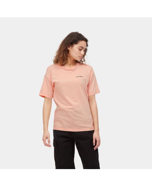 Mujer con camiseta de manga corta Carhartt WIP Script Embroidery rosa