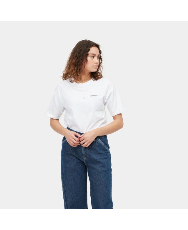 Mujer con camiseta de manga corta Carhartt WIP Script Embroidery blanca