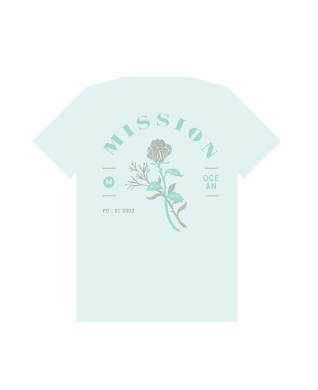 Camiseta de manga corta Cropped Mission Rose Logo en color turquesa para chica 