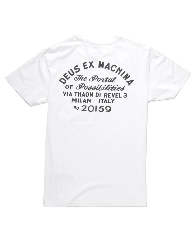 Camiseta de manga corta con bolsillo Deus Ex Machina Milan Address blanca para hombre