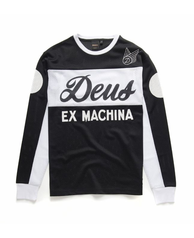 Camiseta de manga larga Deus Ex Machina Saber Moto Jersey negra para hombre
