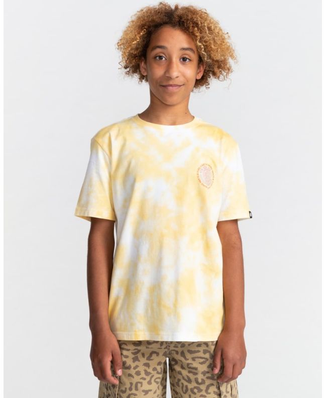 Chico con camiseta orgánica Element Seal Paint en amarillo tie dye
