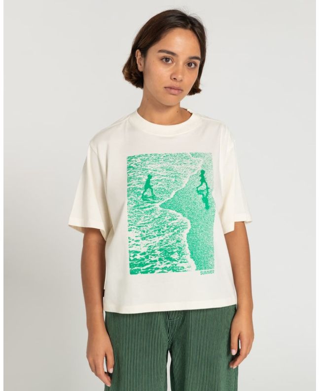 Mujer con Camiseta orgánica de manga corta Element Summer blanca