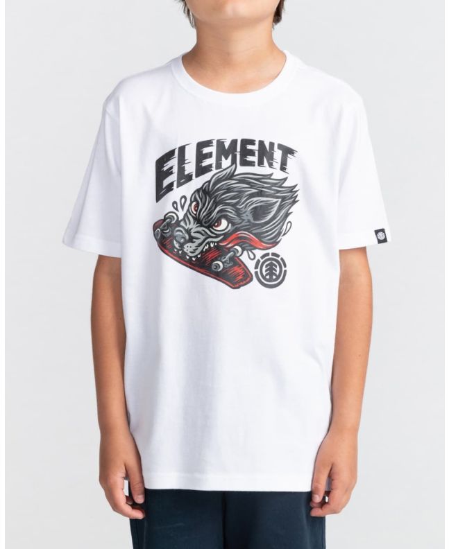Chico con camiseta de manga corta Element Wolf blanca
