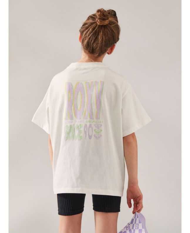 Niña con camiseta de manga corta extragrande Roxy Gone To California blanca