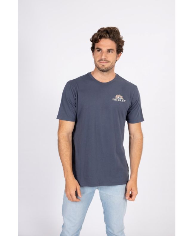 Camiseta de manga corta Hurley Everyday Washed Dark Tropics azul marino para hombre