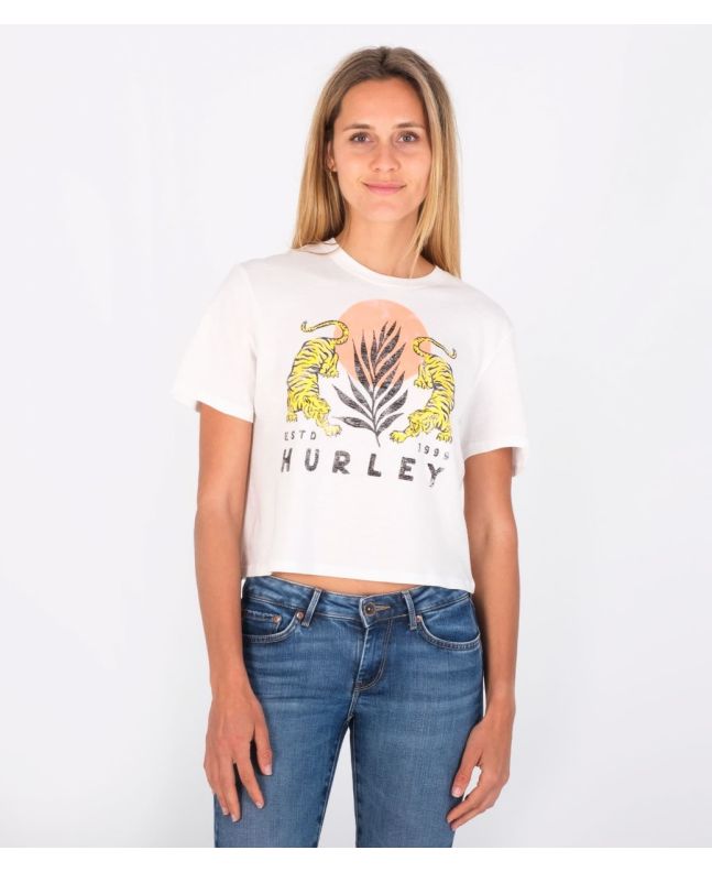 Mujer con Camiseta de manga corta Hurley Le Tigre Cropeed Crew Marshmallow