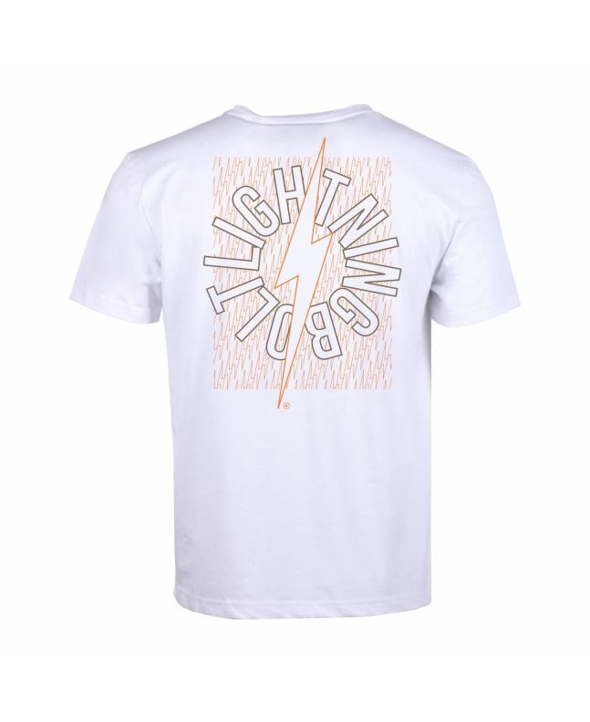 Camiseta de manga corta Lightning Bolt Energy Board Blanca para hombre