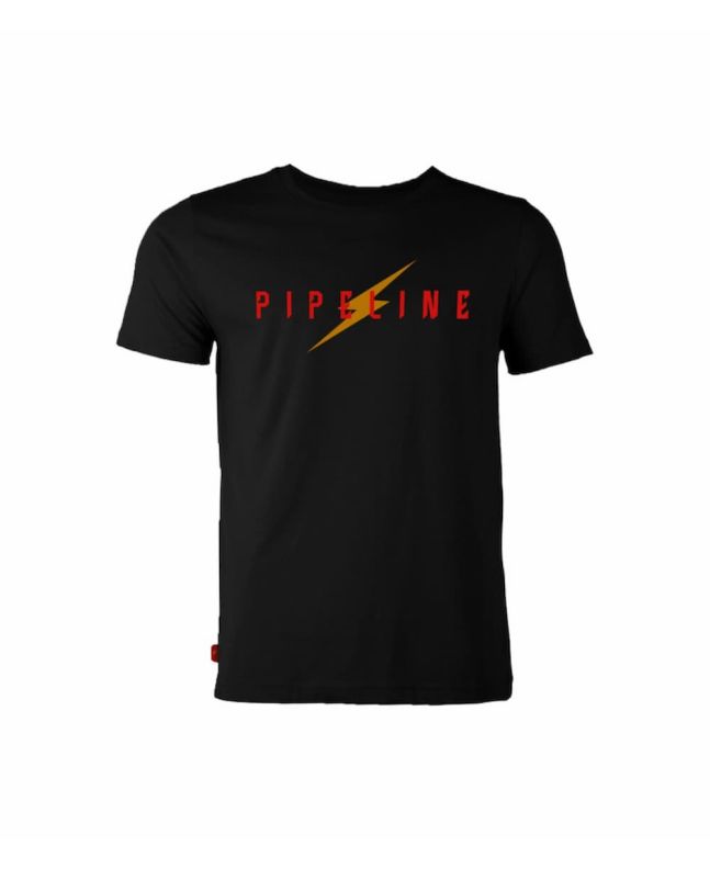 Camiseta de manga corta Lightning Bolt Pipeline Negra para hombre
