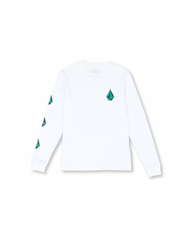 Camiseta de manga larga Volcom Iconic Stone Blanca para niños de 8 a 14 años
