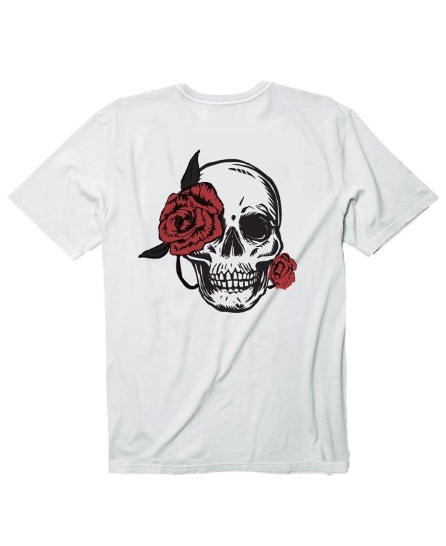 Camiseta Mission Rose Hell Logo en color blanco y detalles en rojo para hombre