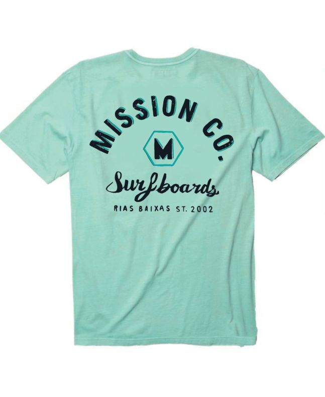 Camiseta de manga corta Mission Surfboards Rías Baixas ST. 2002 en color verde menta para hombre 