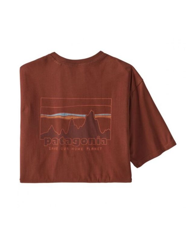 Camiseta orgánica de manga corta Patagonia '73 Skyline roja para hombre