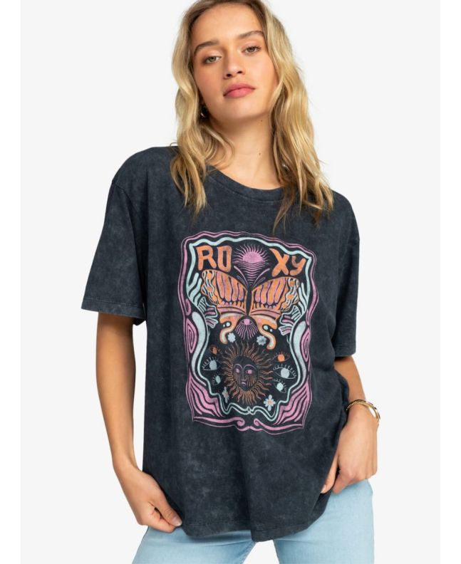 Mujer con Camiseta oversize de manga corta Roxy Girl Need Love C Antracita
