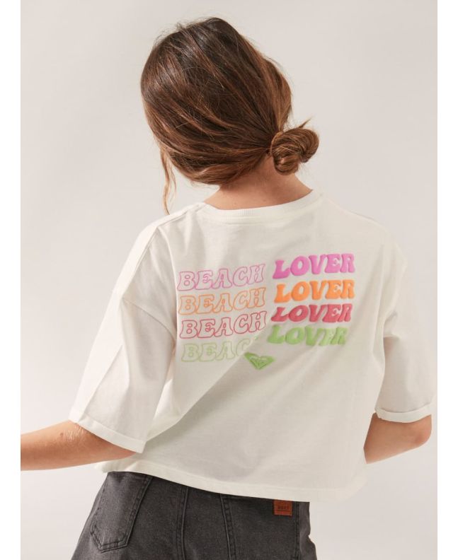 Niña con Camiseta Oversize de corte cuadrado Roxy Call You Mine Youth Blanca