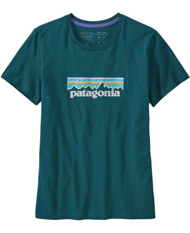 Camiseta de manga corta Patagonia W's Pastel P-6 Logo Organic Crew Verde para mujer