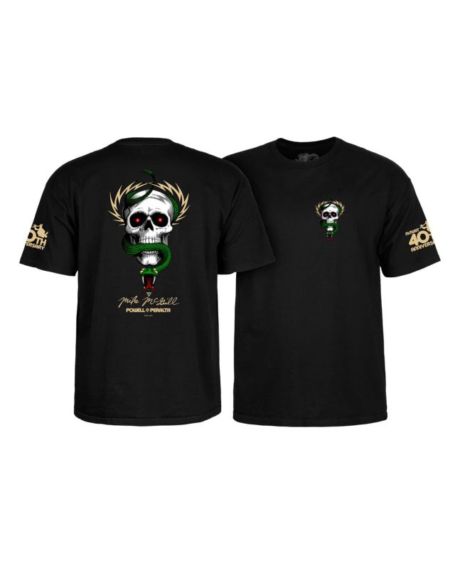 Camiseta de manga corta Powell Peralta Mike McGill Skull & Snake 40th Anniversary Negra para hombre