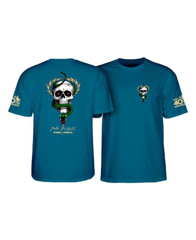 Camiseta de manga corta Powell Peralta Mike McGill Skull & Snake 40th Anniversary Azul Galápagos para hombre