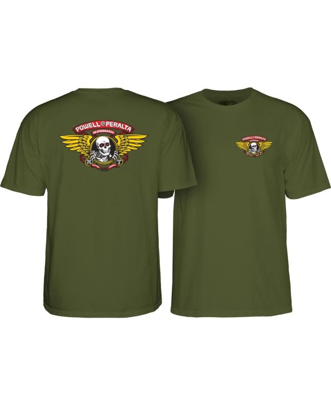 Camiseta de manga corta Powell Peralta Winged Ripper verde militar para hombre