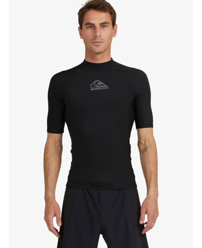 Camiseta de protección solar UPF 50 Quiksilver Heater Negra SS para hombre